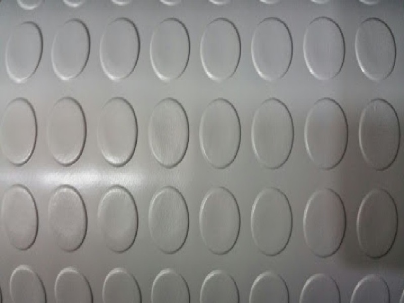 Açık gri paralı PVC zemin kaplama - gri yuvarlak kabartmalı PVC yer döşemesi