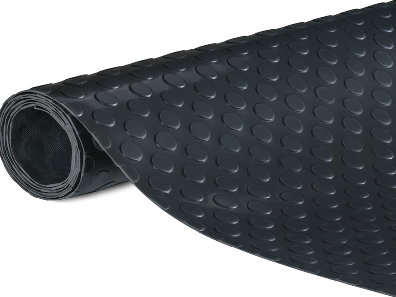 Siyah paralı PVC zemin kaplama - oval kabartmalı siyah coin PVC rulo zemin